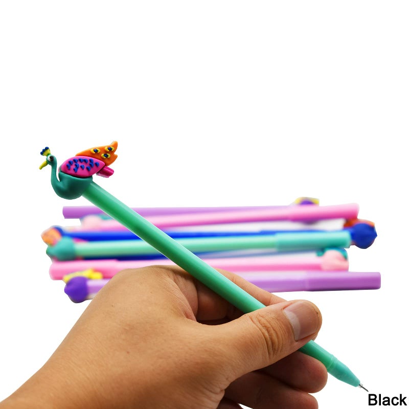 Maydahui 12 PCS Peacock Shaped Rollerball Pens Cute Cartoon Animal Pen Black Gel Ink Smooth Writing for Girls Women Valentine's Day - Image 5